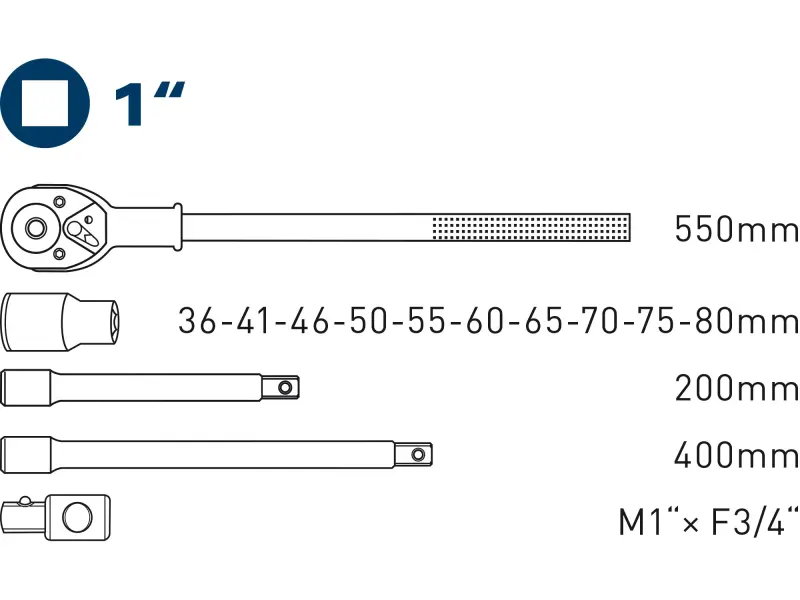 hlavice nástrčné, sada 15ks, 1