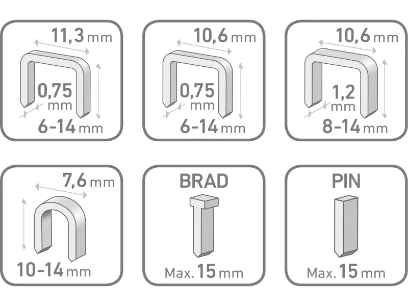 pistole sponkovací 6funkční, 6-14mm včetně 100ks spon