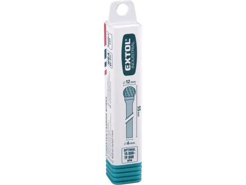 fréza karbidová, kulová, pr.12mm/stopka 6mm,sek střední (double-cut)