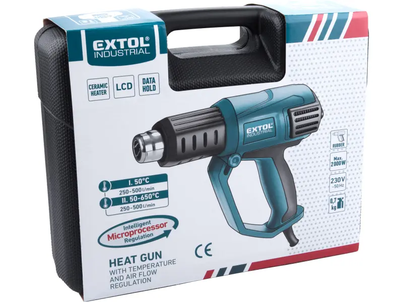 pistole horkovzdušná s plynulou regulací teploty a proudu vzduchu, 2000W