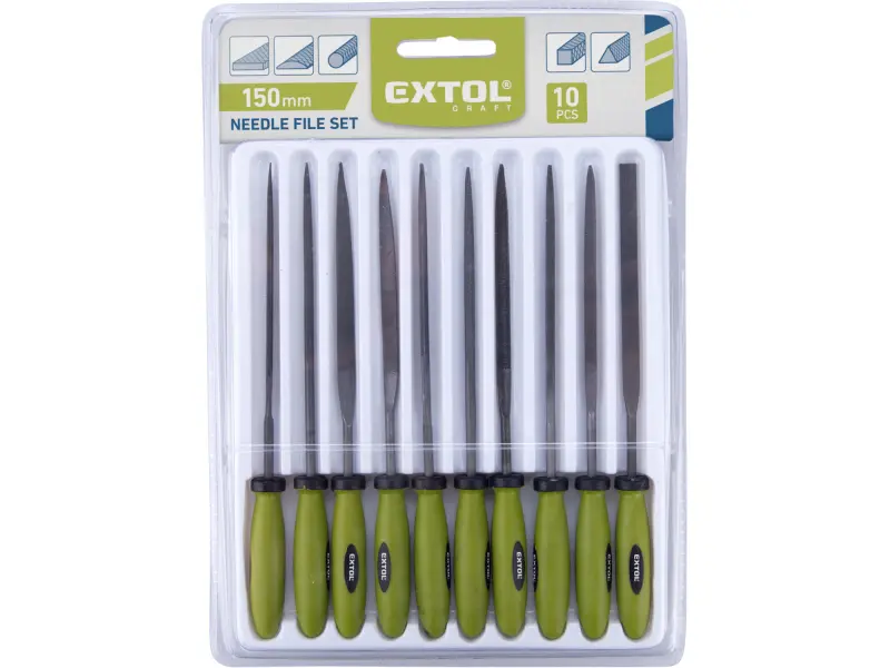 pilníky jehlové s plastovou rukojetí, sada 10ks, 150mm