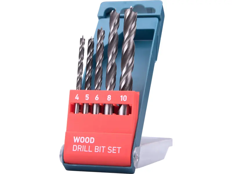 vrtáky do dřeva, sada 5ks, O 4-10mm, CrV