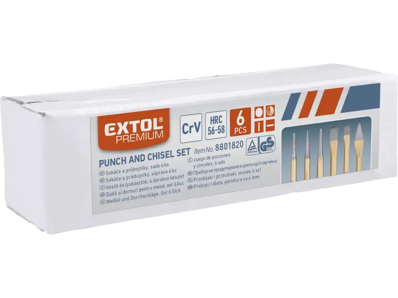 sekáče, průbojníky a důlčík, sada 6ks