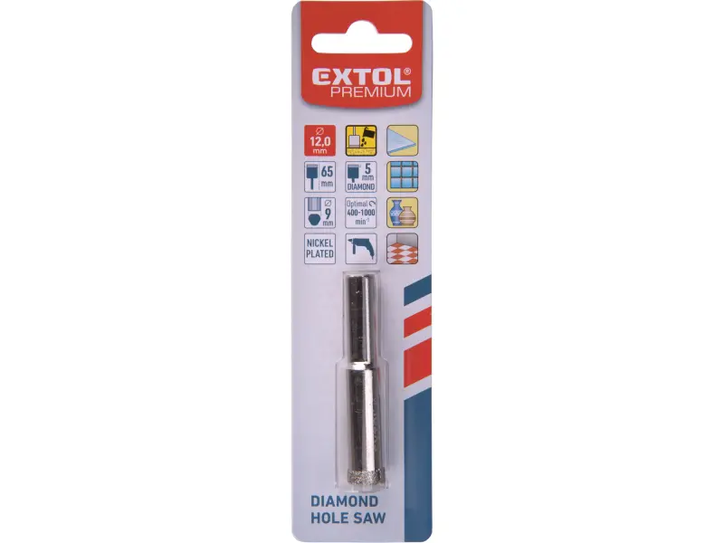 korunka vykružovací diamantová na sklo a keramiku, O 12mm