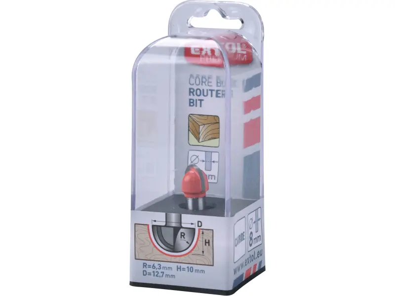 fréza čelní oblá (vypouklá) do dřeva, R6,3 x D12,7 x H10