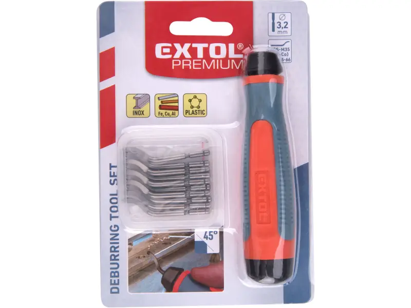 odhrotovač univerzální, dřík 3,2mm +10ks náhradních čepelí, HSS M35 (5% Co)