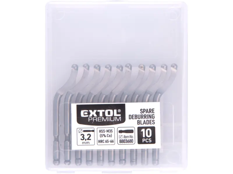 náhradní čepele 10ks k odhrotovači 8803680, dřík 3,2mm +10ks náhradních čepelí, HSS M35 (5% Co)