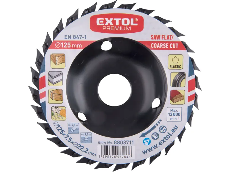 kotouč rašplový/pilový na dřevo, O125x3x22,2mm, hrubý sek