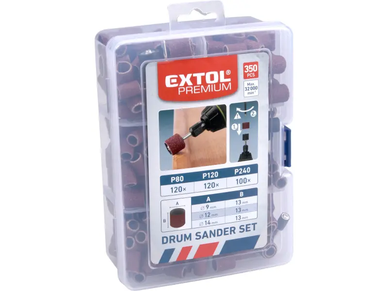 válce brusné, sada 350ks, P80, P120, P240