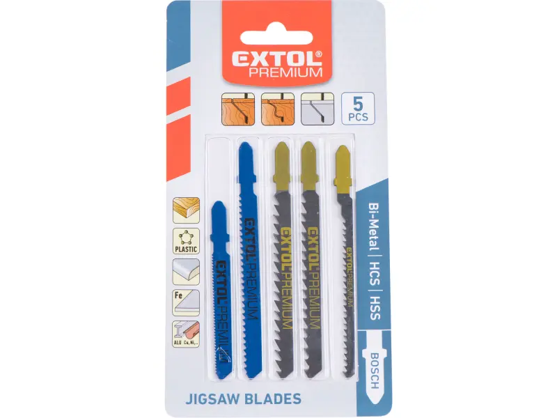 plátky do přímočaré pily-mix, sada 5ks, Bi-metal, HSS, HCS 8805100