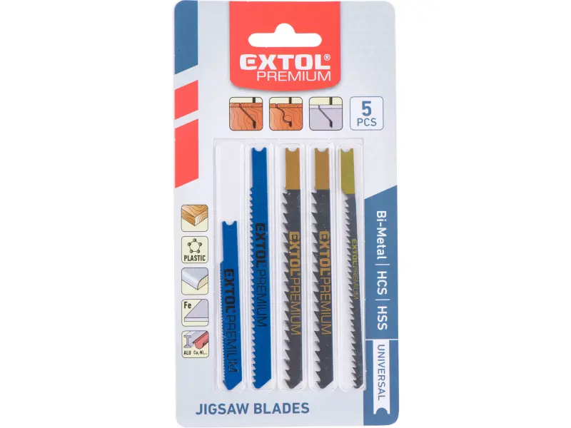 plátky do přímočaré pily-mix, sada 5ks, Bi-metal, HSS, HCS 8805600