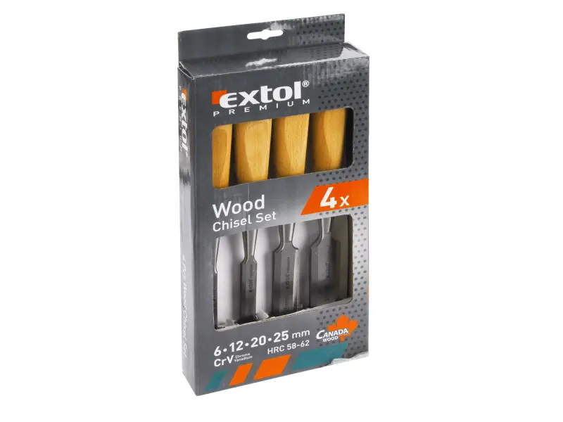 dláta s bukovou rukojetí, sada 4ks, 6-12-20-25mm, CrV