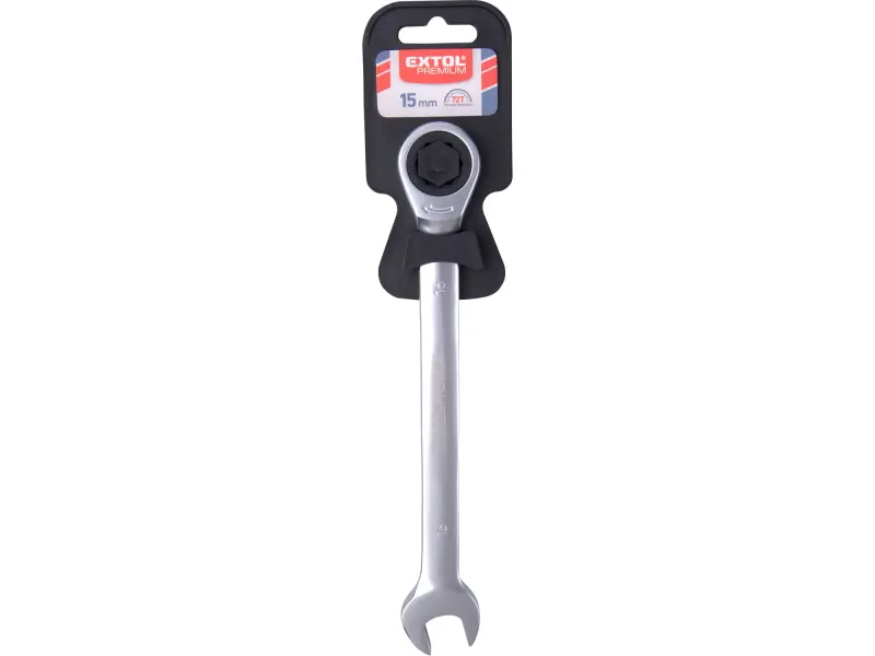 klíč ráčnový očkoplochý, 72 zubů, 15mm