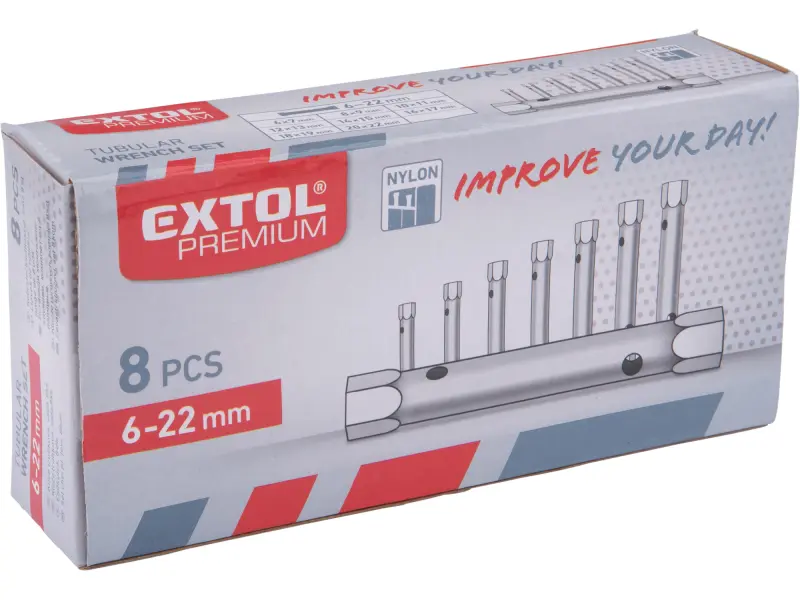 klíče trubkové, sada 8ks, 6-22mm, CrV