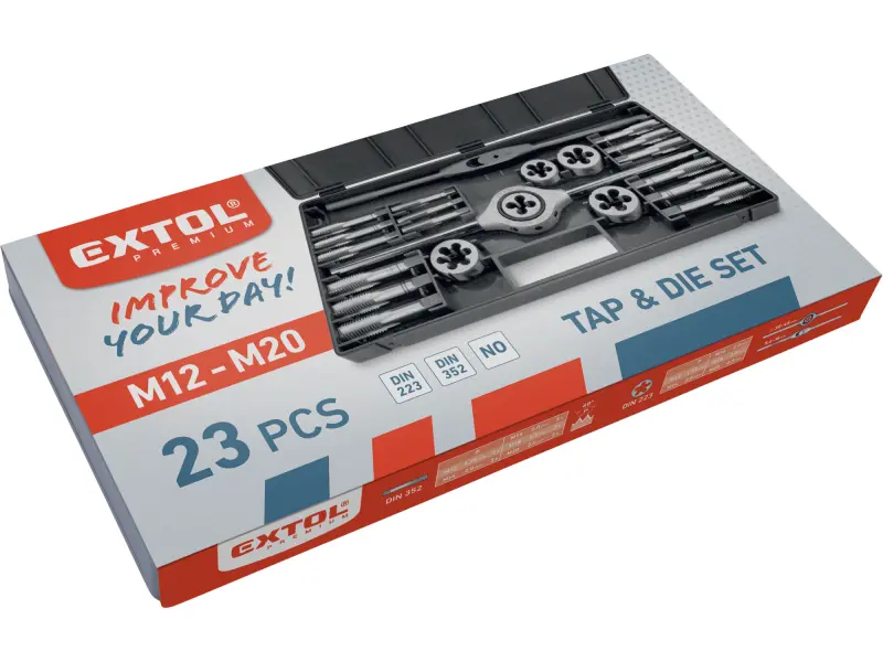 závitníky a závitová očka sada 23ks, M12-M20