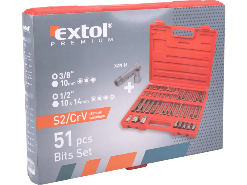 hroty IMBUS-TORX-XZN, sada 51ks, pro ráčny 3/8