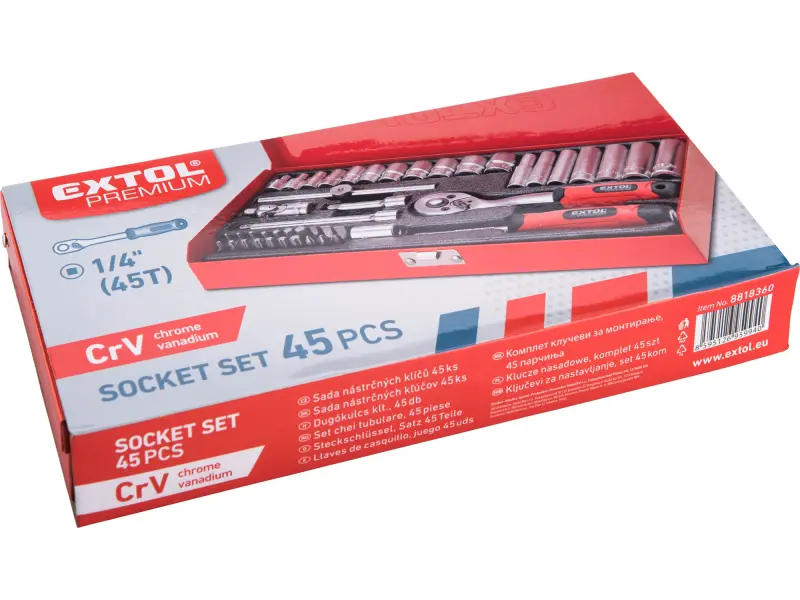 hlavice nástrčné, sada 45ks, 1/4