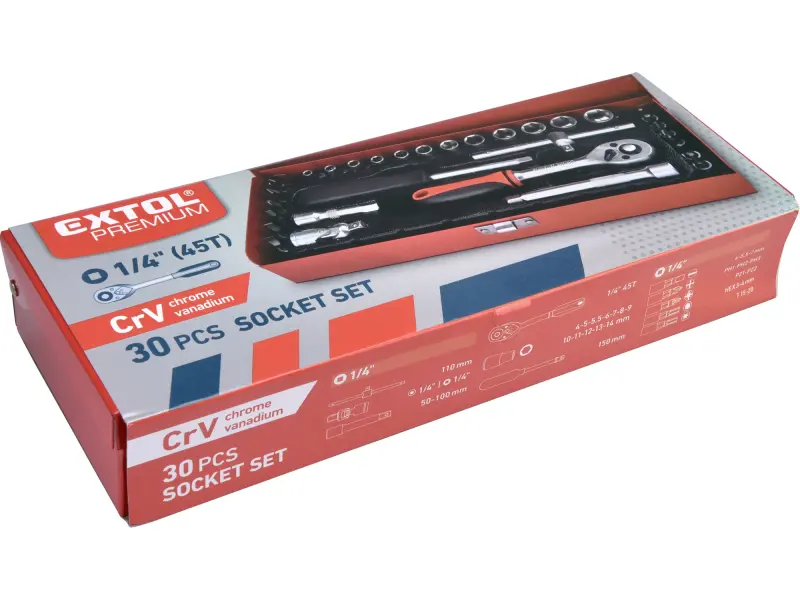 hlavice nástrčné, sada 30ks, 1/4