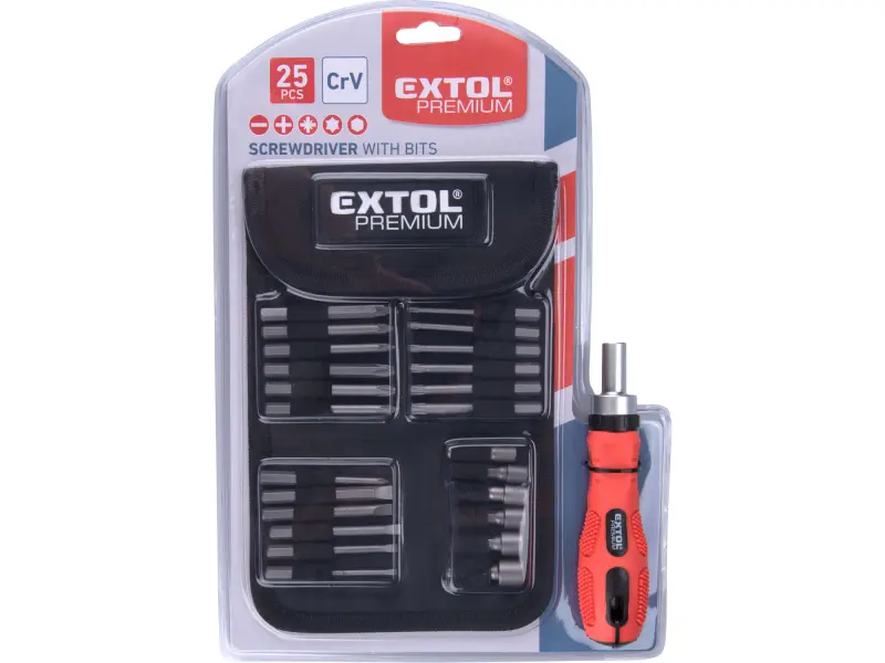 šroubovák ráčnový s hroty, sada 25ks EXTOL PREMIUM