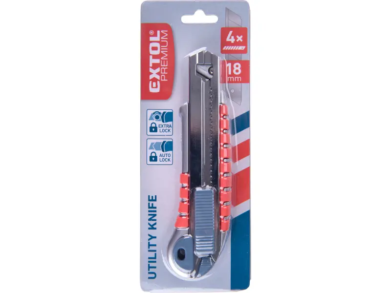 Nůž ulamovací s kovovou výztuhou a zásobníkem, 18mm Auto-lock ukojeť s pryžovými prvky