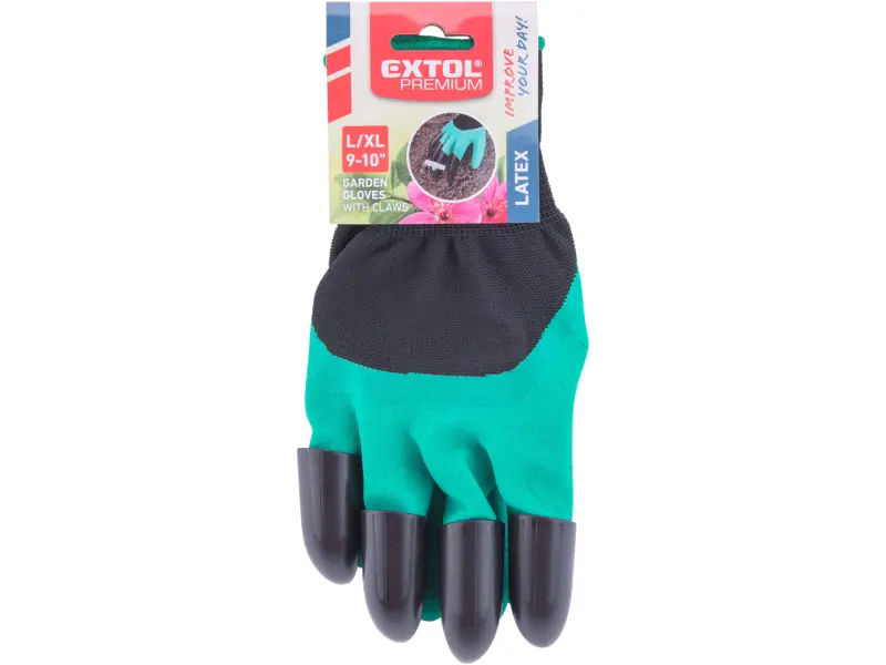 rukavice zahradní polyesterové s latexem a drápy na pravé ruce, velikost 9