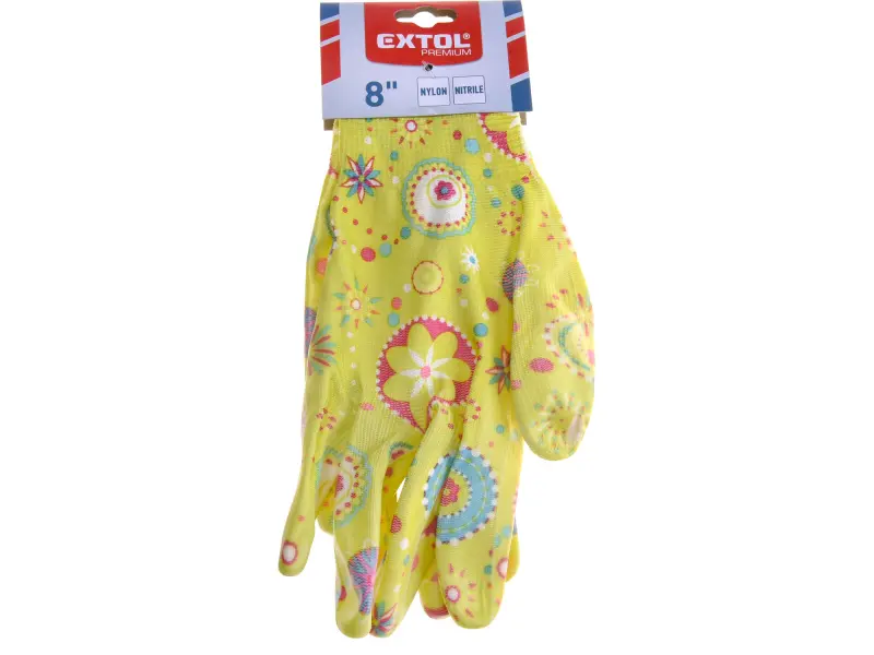 rukavice zahradní nylonové polomáčené v nitrilu, velikost 8