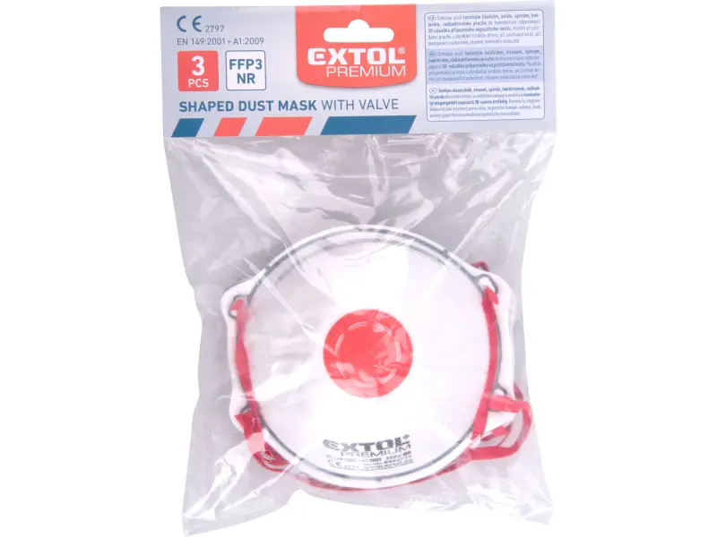 respirátory sada 3ks s výdechovým ventilem, třída FFP3 NR, tvarované