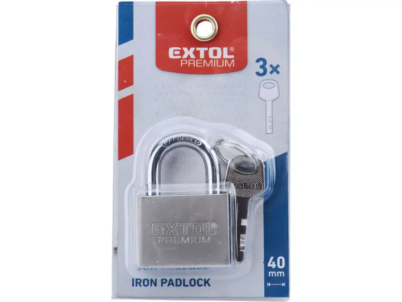 zámek visací kovový, 40mm matová-niklová povrchová úprava