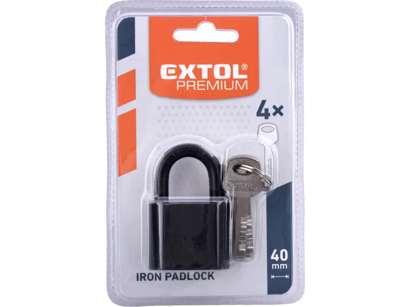 zámek visací kovový, 40mm závěsné oko z tvrzené oceli