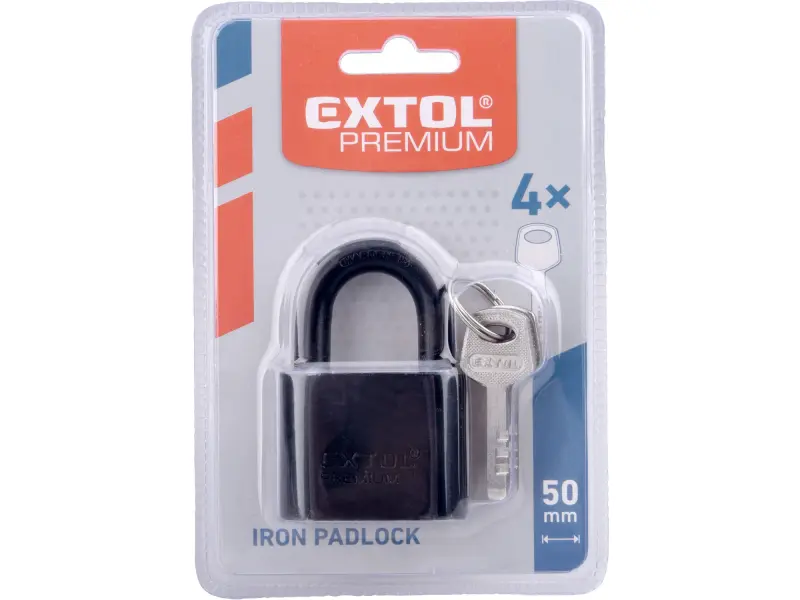 zámek visací kovový, 50mm závěsné oko z tvrzené oceli