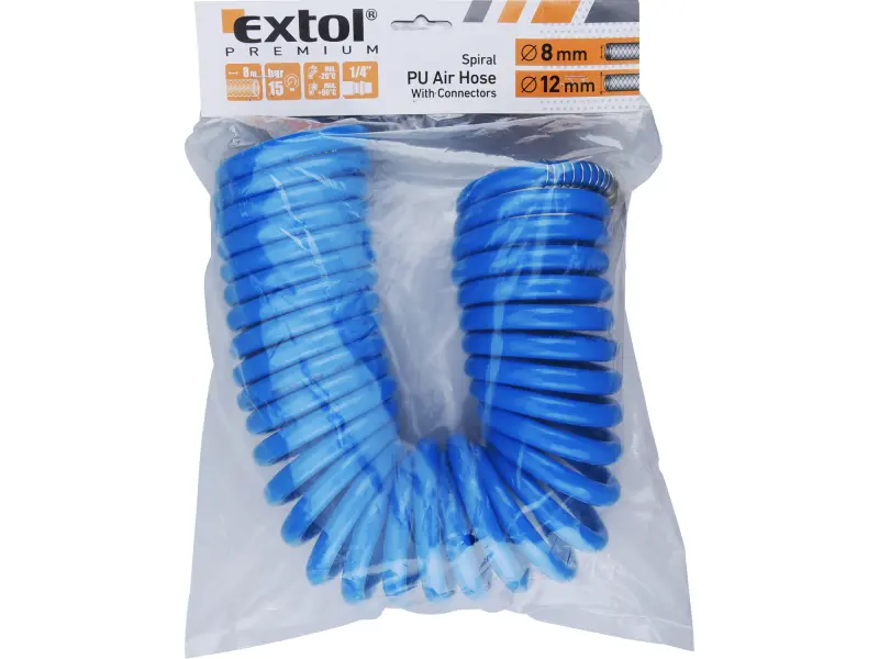 hadice vzduchová spirálová PU s mosaznými rychlospojkami, 1/4