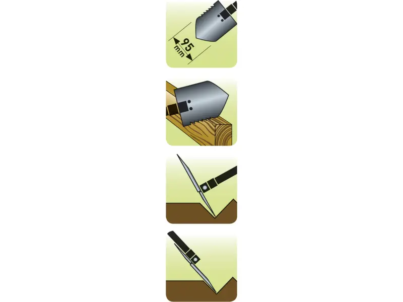 lopatka skládací s motyčkou, délka 40cm, šířka 9,5cm