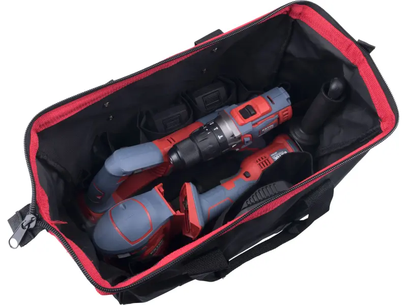 sada aku nářadí SHARE20V v tašce, 7ks - vrtačka, úhlová bruska, ocaska, excentrická bruska, 2x baterie, nabíječka