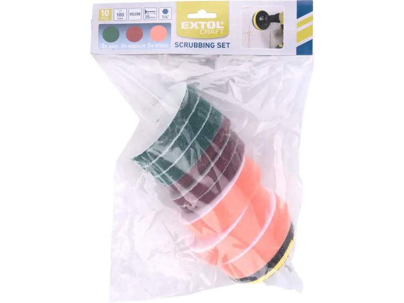 sada čistících/leštících výseků na vrtačku 10ks, průměr 100mm, 3x3druhy