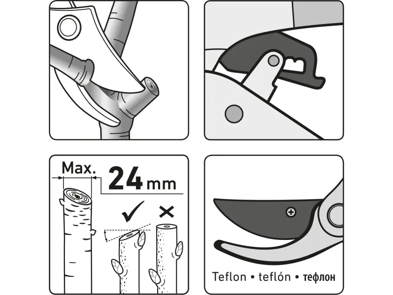 nůžky zahradnické s rohat. převodem, 205mm