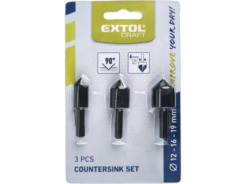 záhlubníky do vrtačky 90°, sada 3ks, O 12-16-19mm