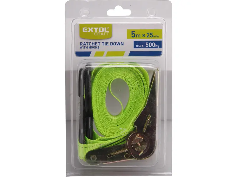 pás upínací ráčnový s háky, 5m x 25mm, max. 500kg