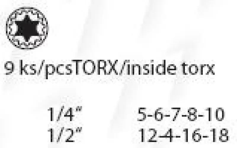 Hlavice vnitřní torx sada 9ks E5-E18