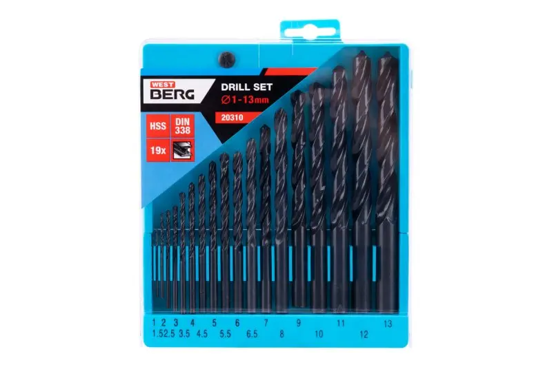 Sada HSS vrtáků WESTBERG 1-13mm (po 0.5mm) 19ks plast