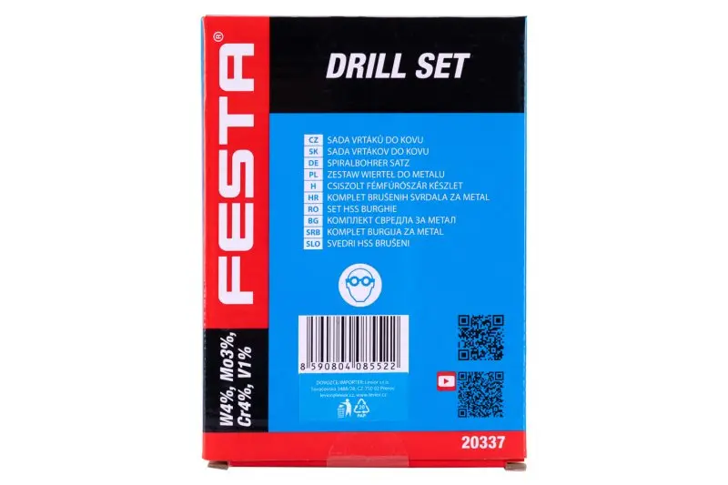 Sada vrtáků FESTA HSS 4341 1.0-10mm 19ks