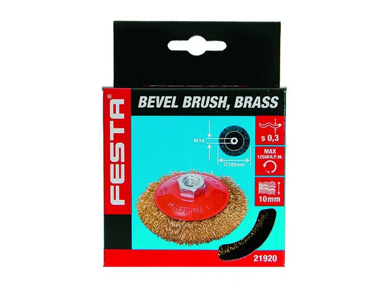 Kartáč rotační miskový FESTA vlnitý mosaz 100mm M14