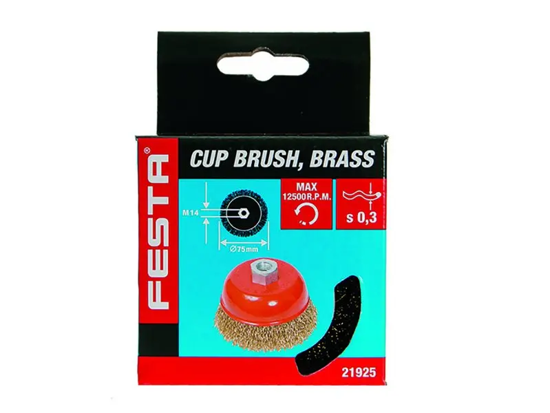 Kartáč rotační hrnkový FESTA vlnitý mosaz 75mm M14