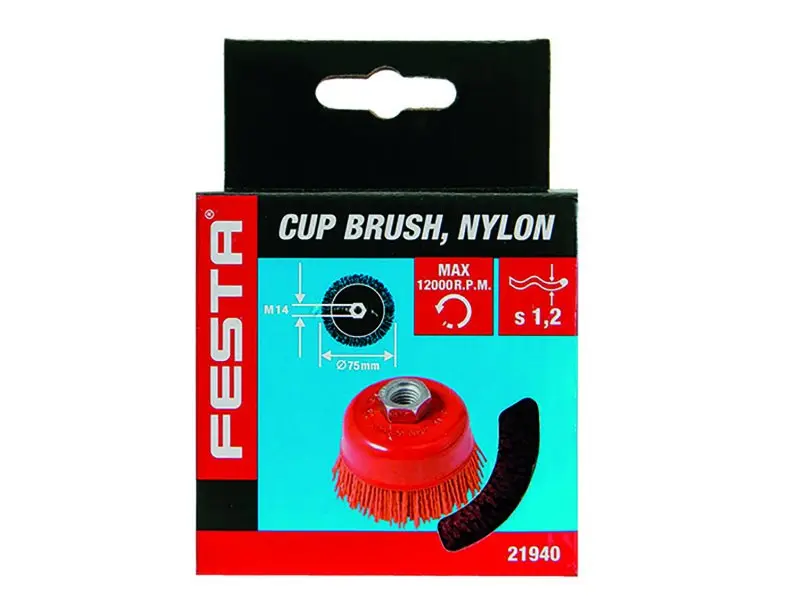 Kartáč rotační hrnkový FESTA nylon 75mm M14