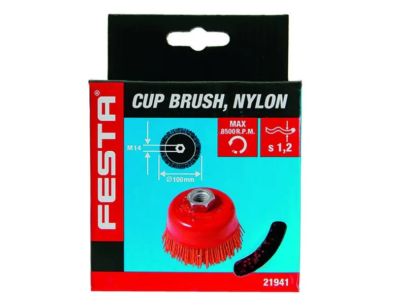 Kartáč rotační hrnkový FESTA nylon 100mm M14