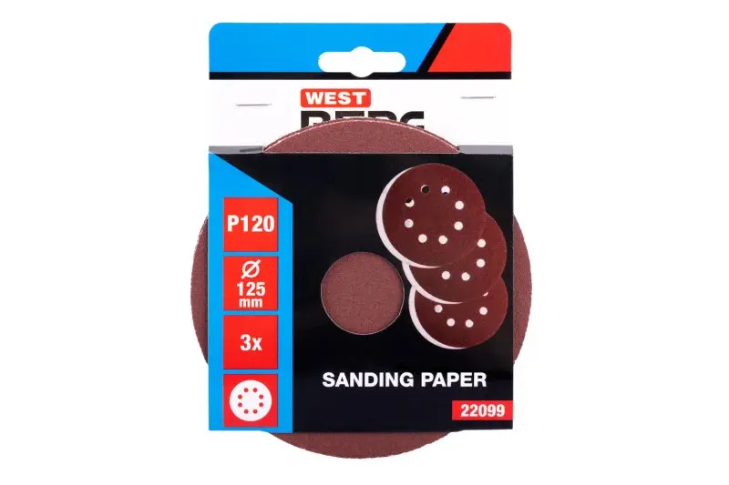 Papír brusný výsek WESTBERG SZ P120/125 3ks 8 otvorů