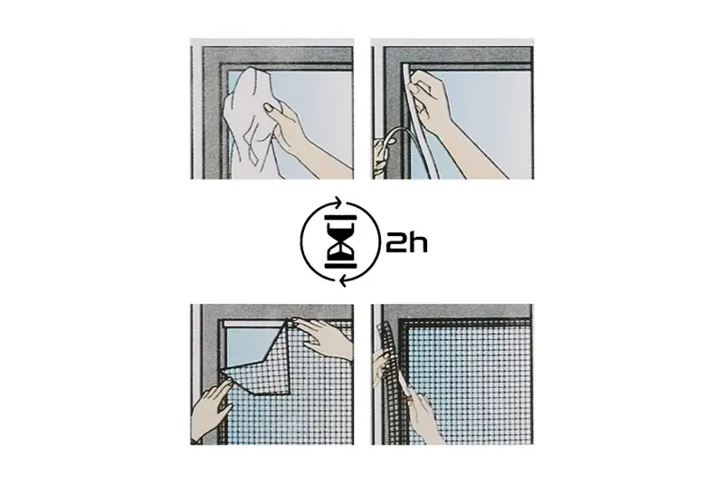 Sada okenní síť 150x90cm černá suchý zip 4.8m