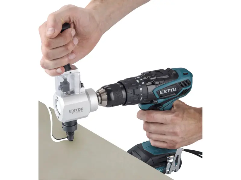 nástavec na vrtačku 2funkční, k stříhání plechu/řezání dřeva