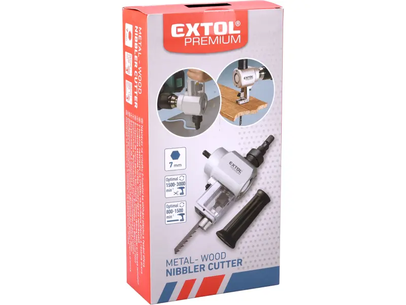 nástavec na vrtačku 2funkční, k stříhání plechu/řezání dřeva