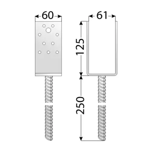 PSS 60 Patka sloupku 61x125x60x4,0