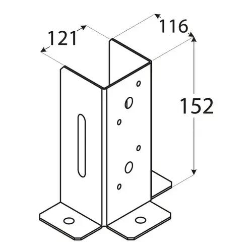 PSP 120 DX (121*152*200*2) Patka sloupku 120 se čtvercovou základnou
